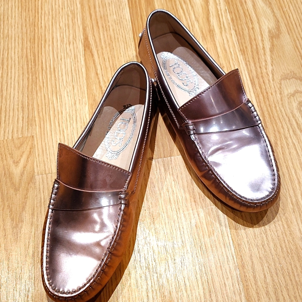🇮🇹TOD'S Rose Gold Leather Loafers / Shoes - Picture 5 of 5